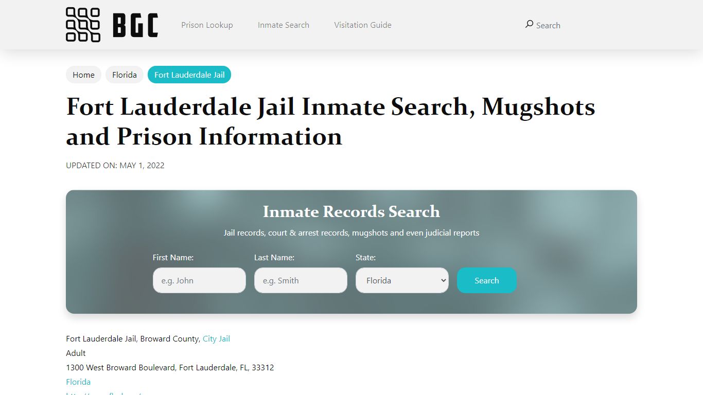 Fort Lauderdale Jail Inmate Search, Mugshots, Visitation ...